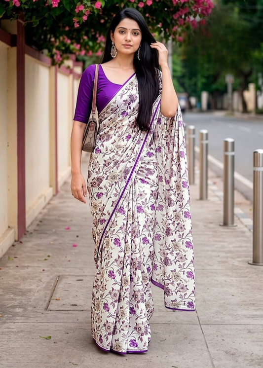 Premium Designer Major Georgette With Contrast Piping Sarees