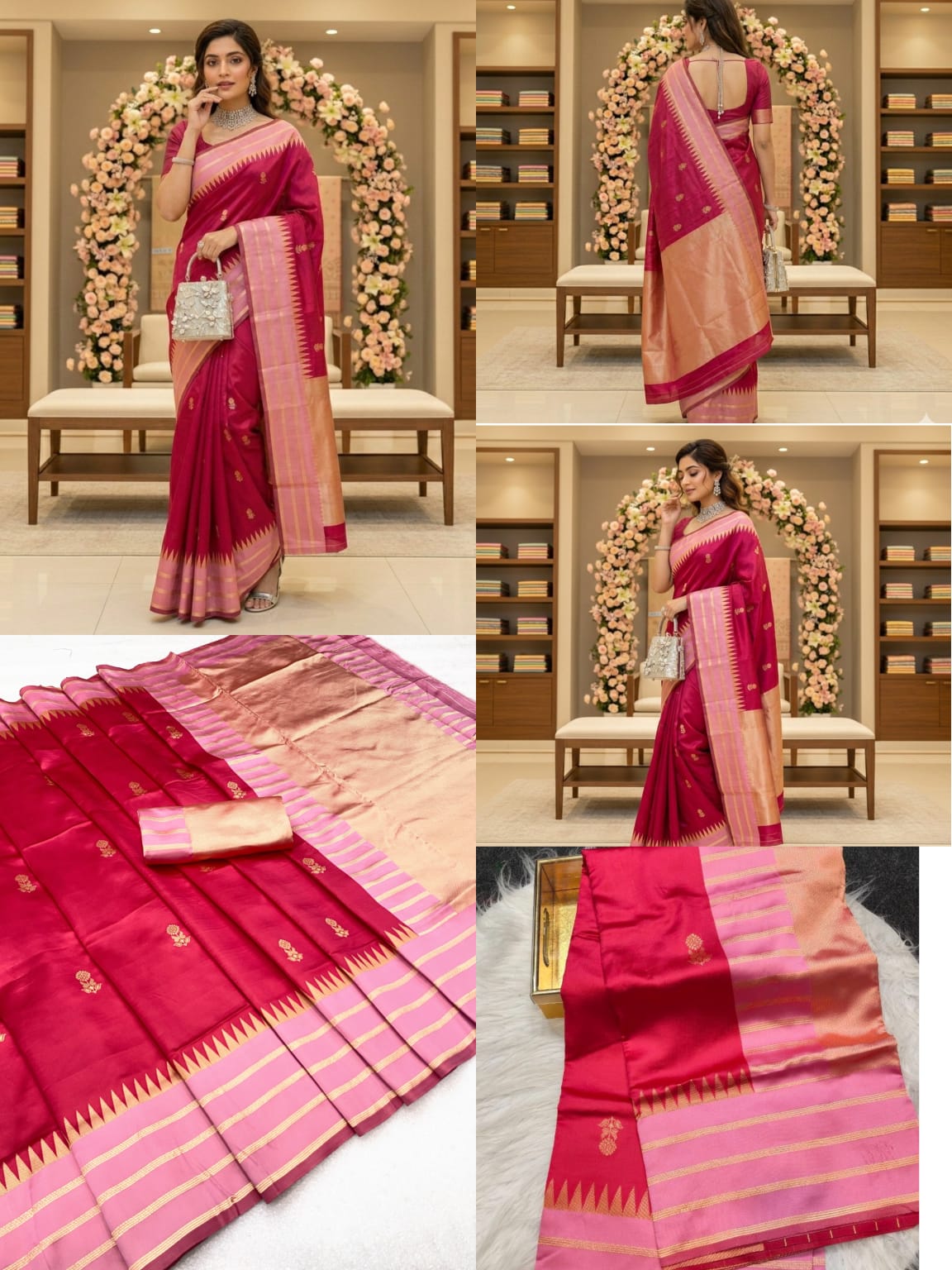 Aab Pink Vol 1 Soft Silk Jacquard Festival Wear Saree - Elegant Pink Silk Jacquard Saree for Celebrations - Posyfish.in