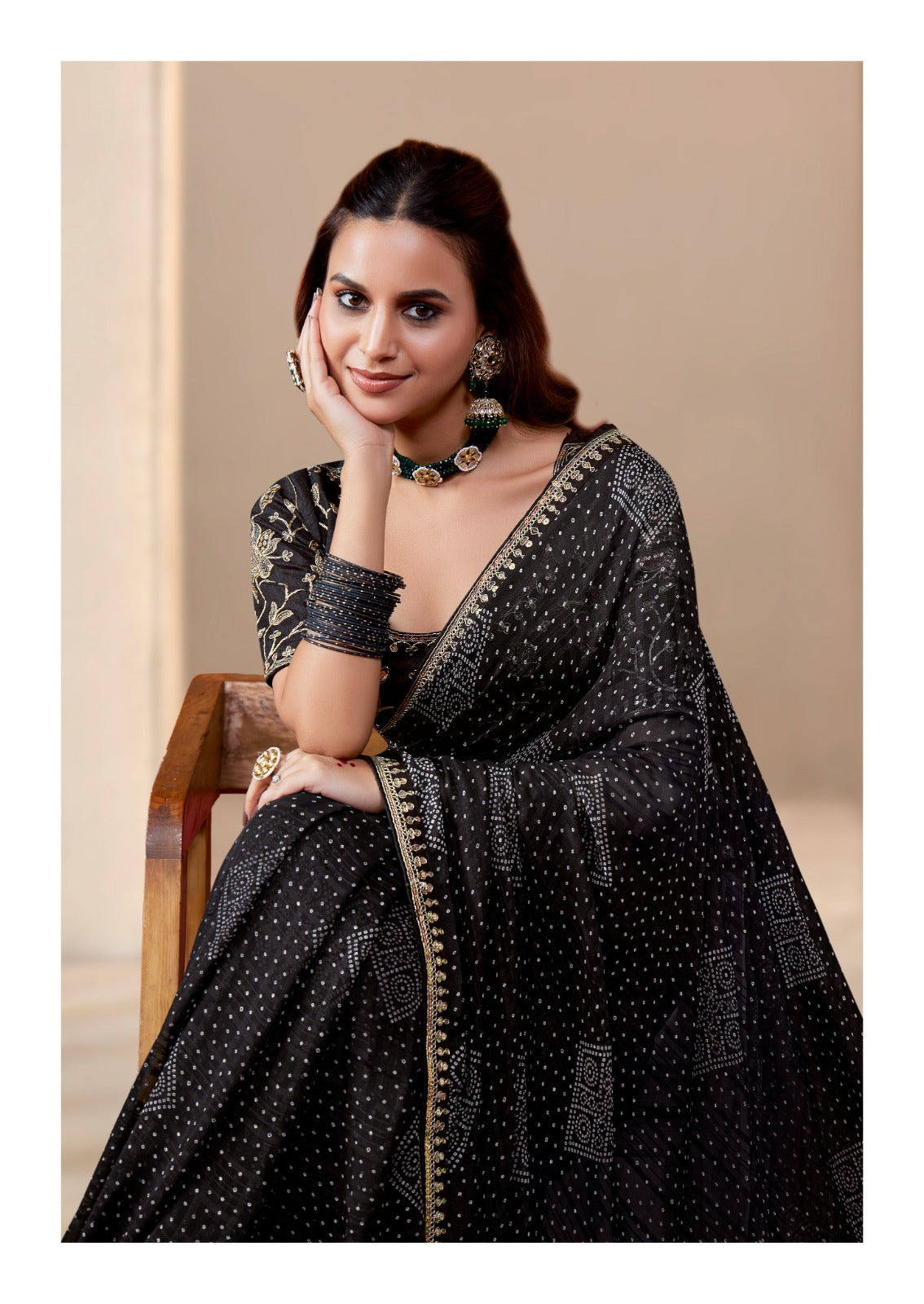 Designer Bandhani Georgette Print Saree
