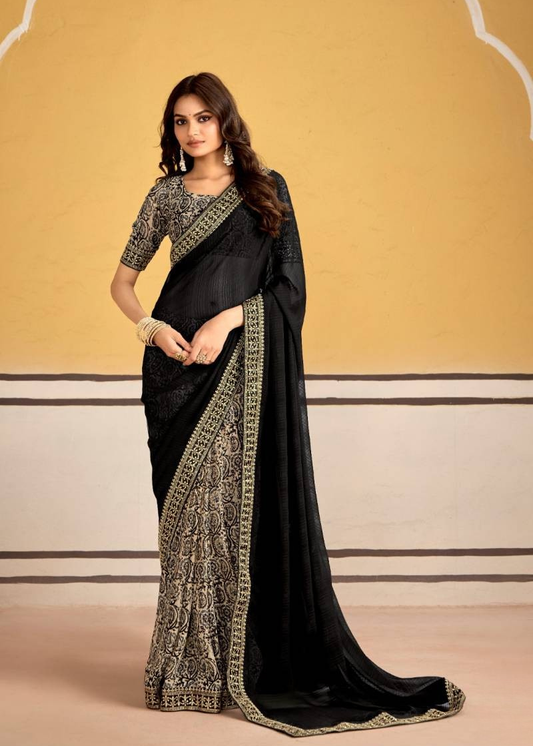 Georgette With Embroidery Border Saree