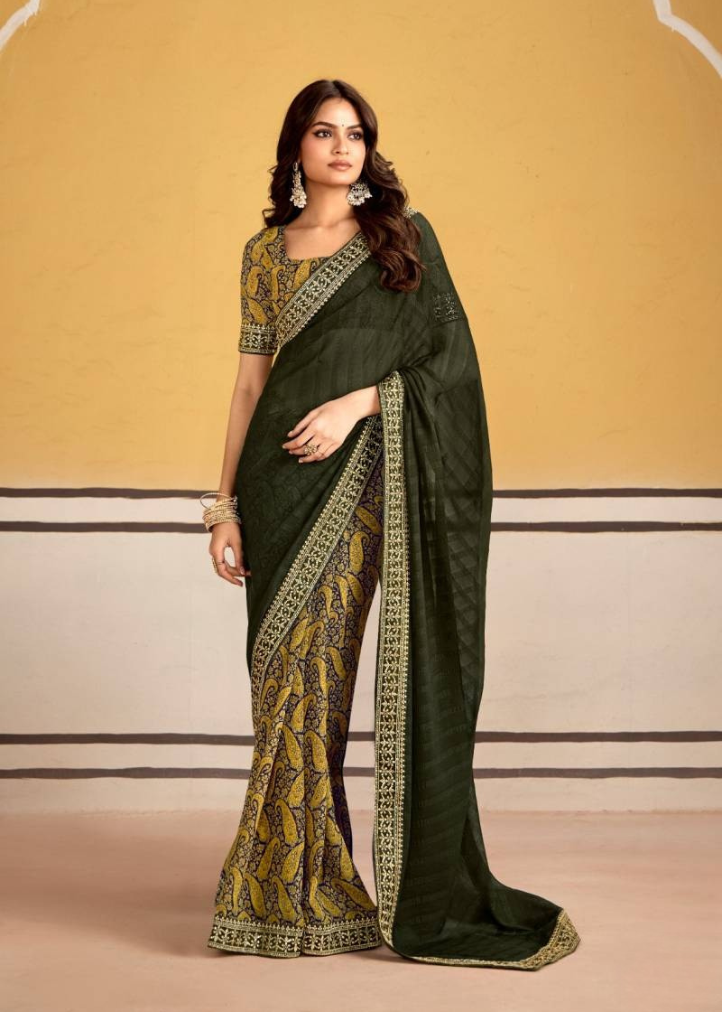 Georgette With Embroidery Border Saree
