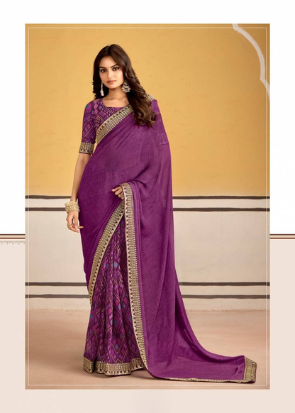 Georgette With Embroidery Border Saree