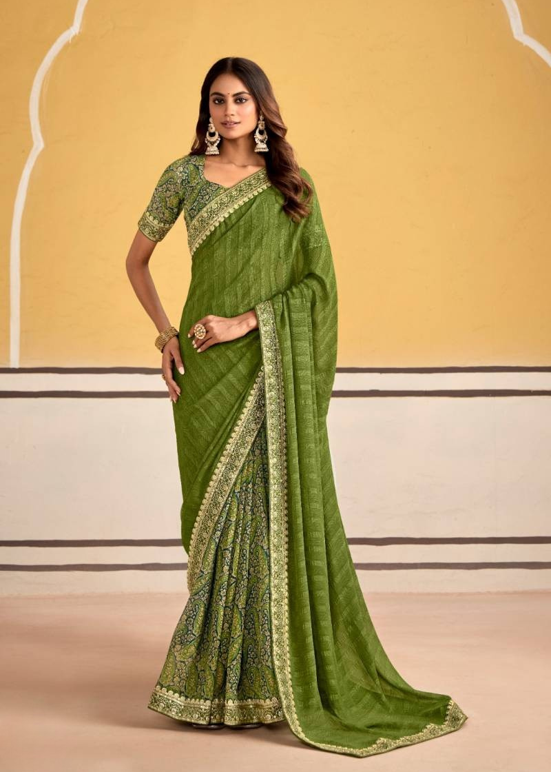 Georgette With Embroidery Border Saree