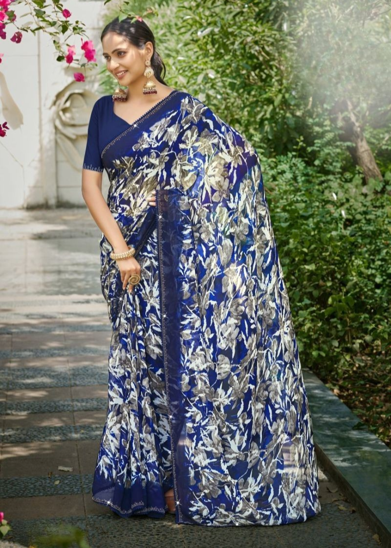 Premium Designer Fancy Georgette Embroidery Saree