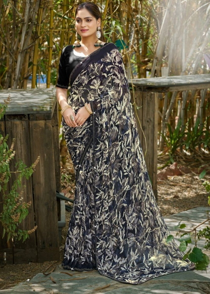 Premium Designer Fancy Georgette Embroidery Saree