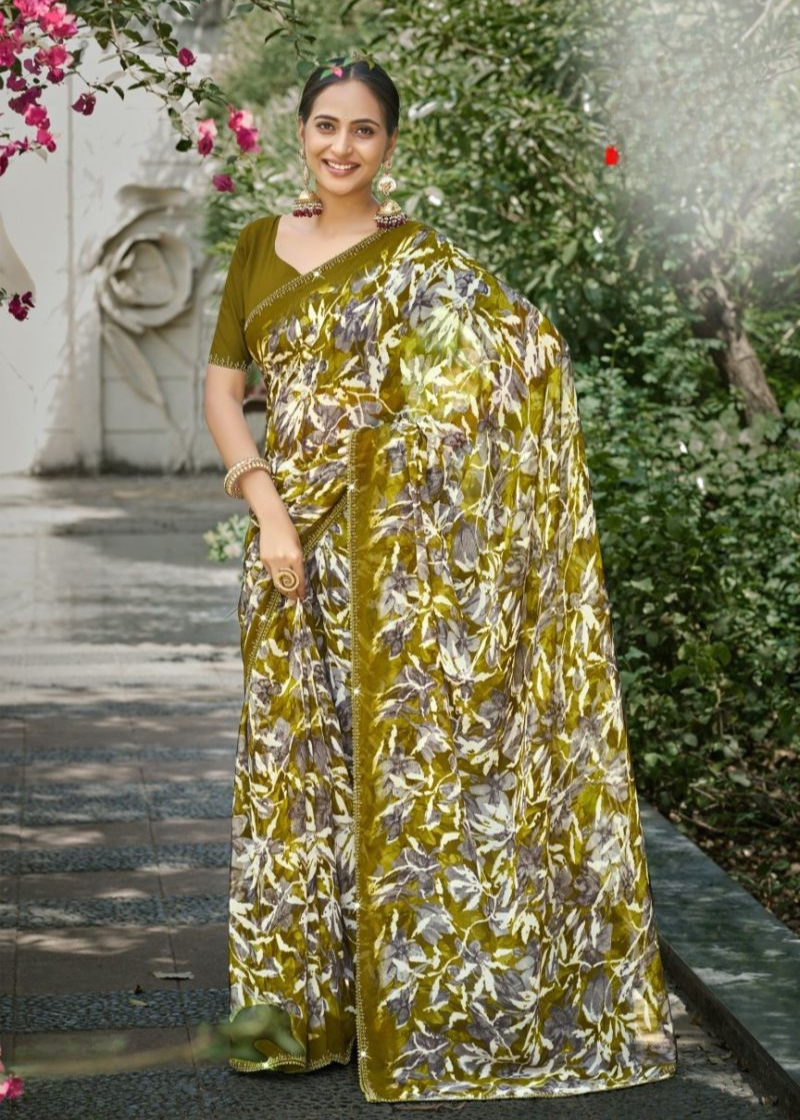 Premium Designer Fancy Georgette Embroidery Saree
