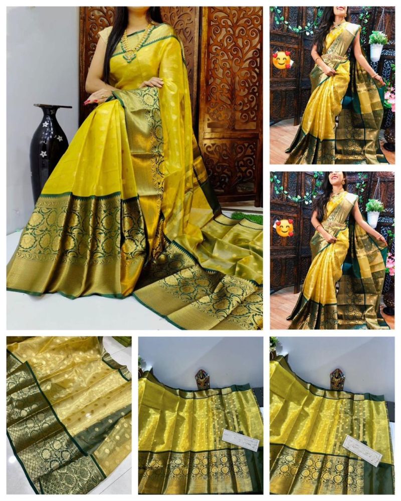 Aab Kanchivaram Green Silk Saree Collection - Elegant Designer Drapes - Posyfish.in