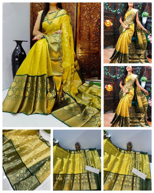 Aab Kanchivaram Green Silk Saree Collection - Elegant Designer Drapes - Posyfish.in