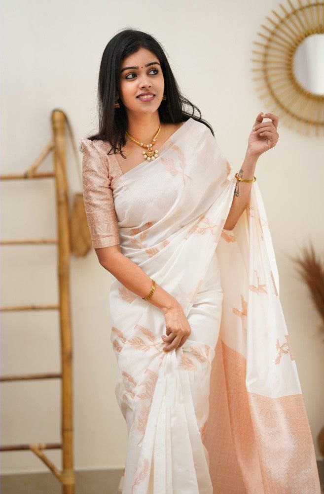 Macazo White Softy Silk Saree - Elegant 565 Collection for Graceful Wear - Posyfish.in