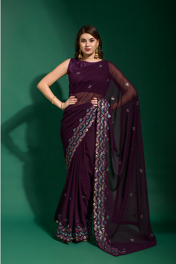 Chandani Georgette Saree Collection - Designer Sequences for Elegant Styling - Posyfish.in
