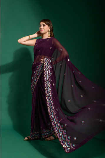 Chandani Georgette Saree Collection - Designer Sequences for Elegant Styling - Posyfish.in