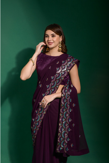 Chandani Georgette Saree Collection - Designer Sequences for Elegant Styling - Posyfish.in