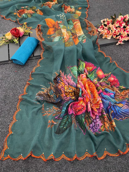 Digital Printed Organza Sarees Collection for Elegant Occasions - Posyfish.in