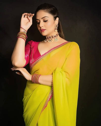 Fancy Neon Georgette Saree Collection for Vibrant Elegance - Posyfish.in