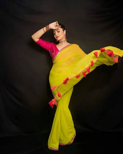 Fancy Neon Georgette Saree Collection for Vibrant Elegance - Posyfish.in