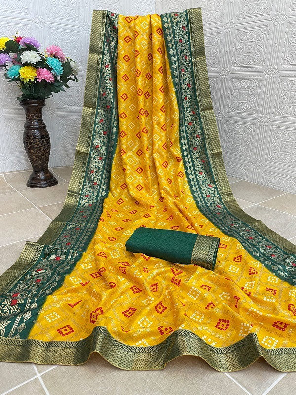 Bandhej Foil Printed Silk Sarees Collection for Elegant Occasions - Posyfish.in