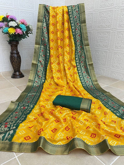 Bandhej Foil Printed Silk Sarees Collection for Elegant Occasions - Posyfish.in