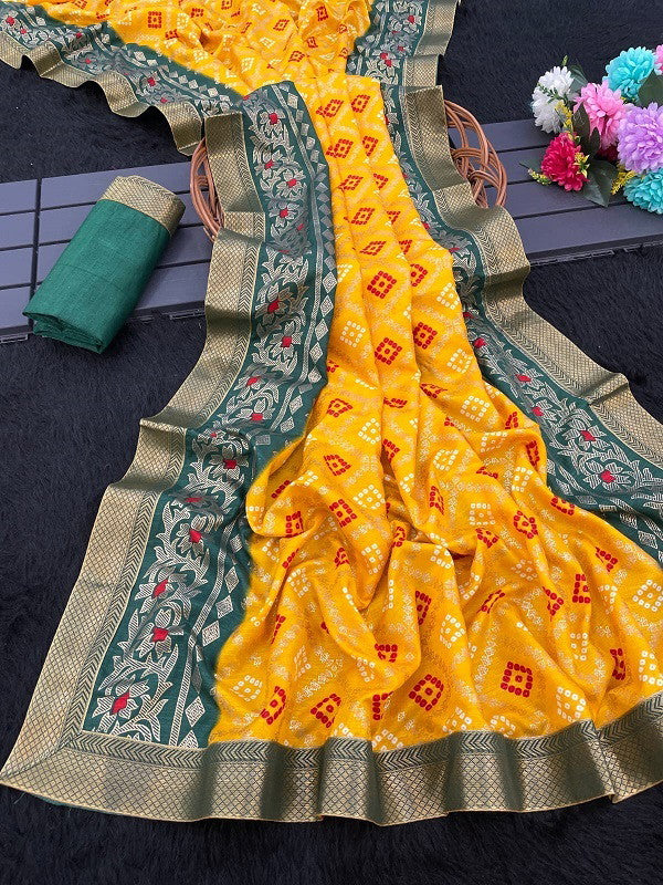 Bandhej Foil Printed Silk Sarees Collection for Elegant Occasions - Posyfish.in