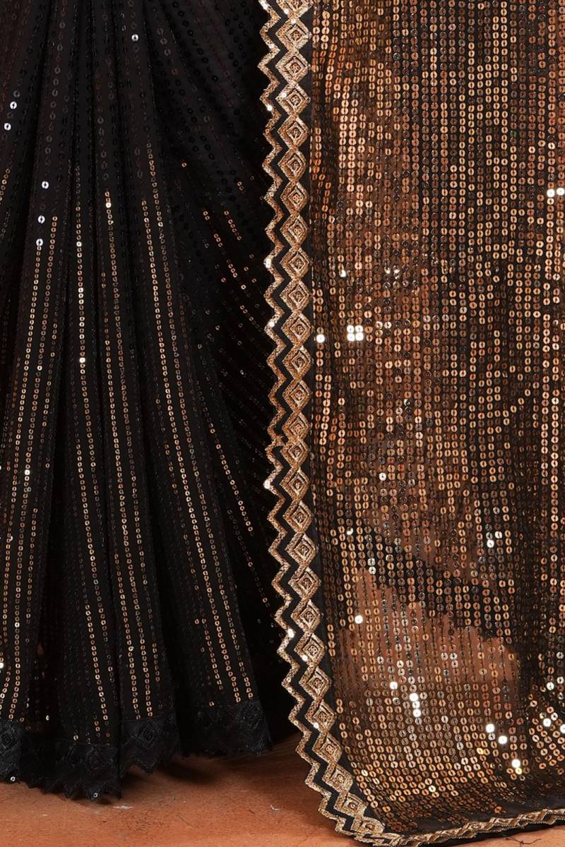 Georgette Saree with Sequence Embroidery Work for Elegant Occasions - Posyfish.in