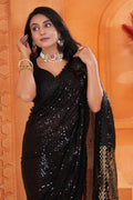 Georgette With Sequence Embroidered Work Saree