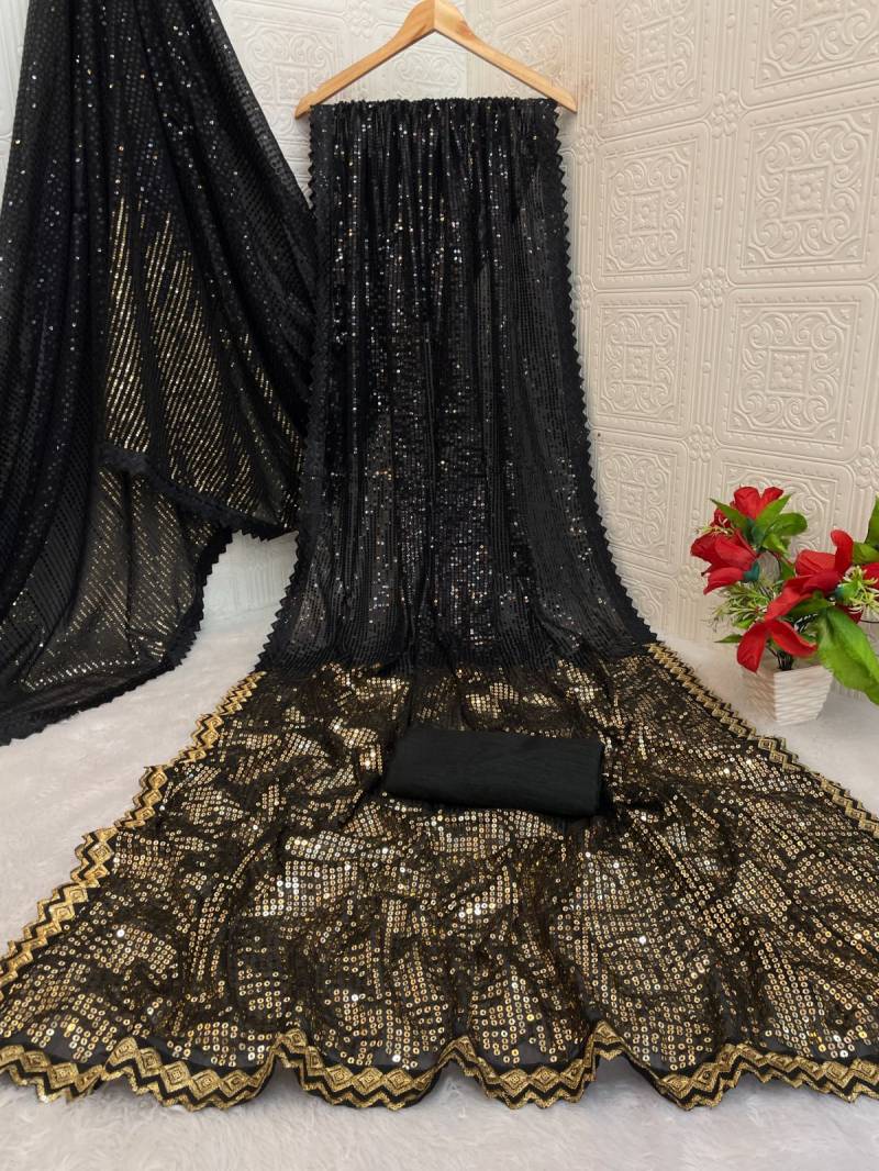 Georgette Saree with Sequence Embroidery Work for Elegant Occasions - Posyfish.in