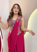 Beautiful Crepe Embroidery Sequance Worked Designer Saree