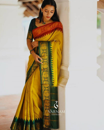 Lichi Soft Silk Jacquard Saree for Festival Wear - Posyfish.in