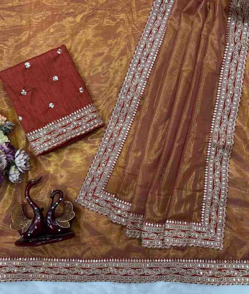 Soft Twill Designer Saree Collection with Exquisite Sequence Work - Posyfish.in