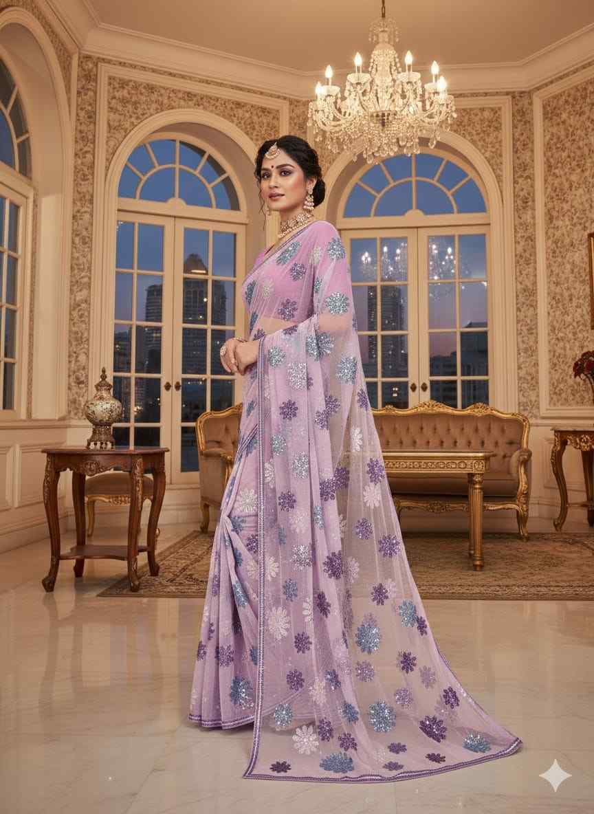 Faux Georgette Sequence Worked Fancy Saree Collection - Exquisite Elegance for Every Occasion - Posyfish.in