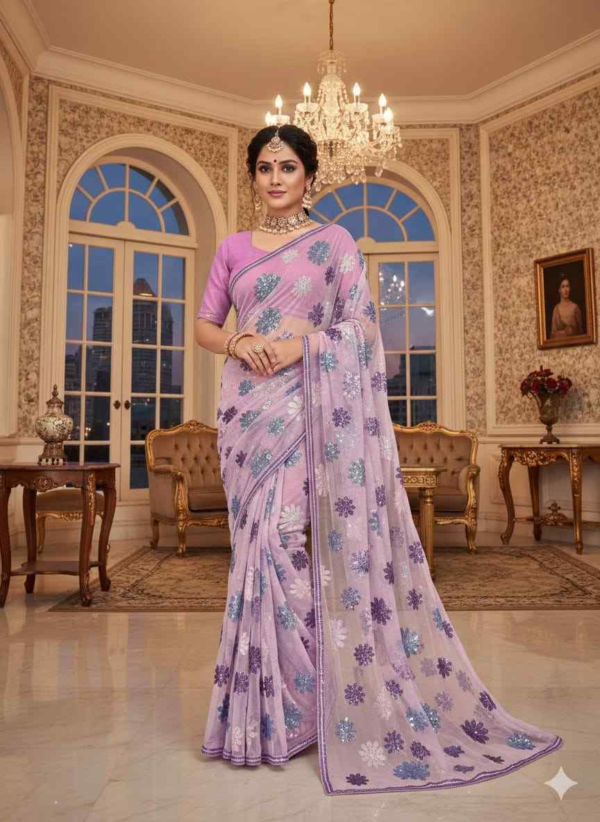 Faux Georgette Sequence Worked Fancy Saree Collection - Exquisite Elegance for Every Occasion - Posyfish.in