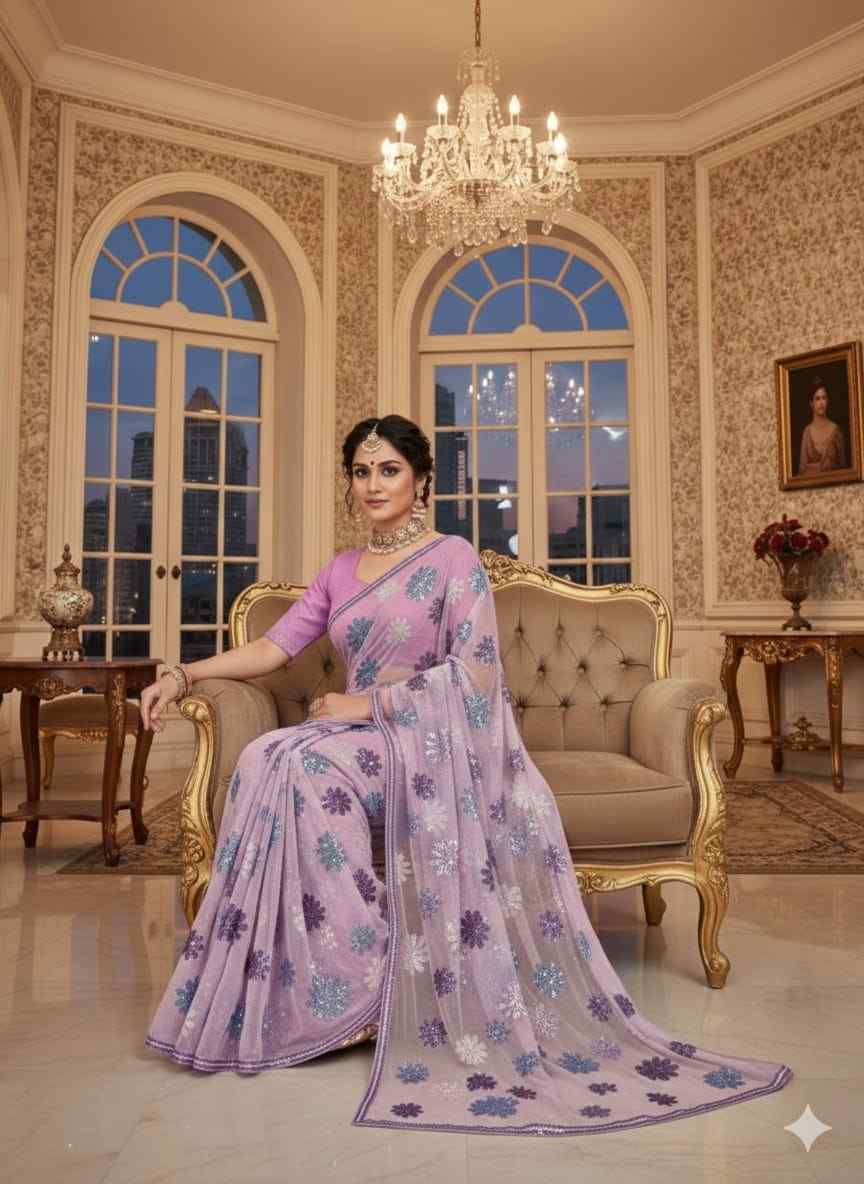 Faux Georgette Sequence Worked Fancy Saree Collection - Exquisite Elegance for Every Occasion - Posyfish.in