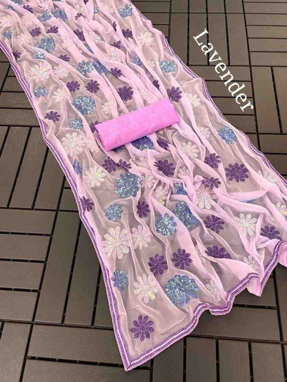 Faux Georgette Sequence Worked Fancy Saree Collection - Exquisite Elegance for Every Occasion - Posyfish.in