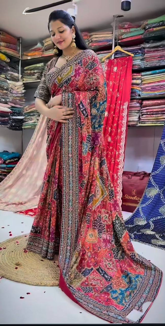 Chinon Silk Handworked Saree Collection - Elegant Designer Styles - Posyfish.in
