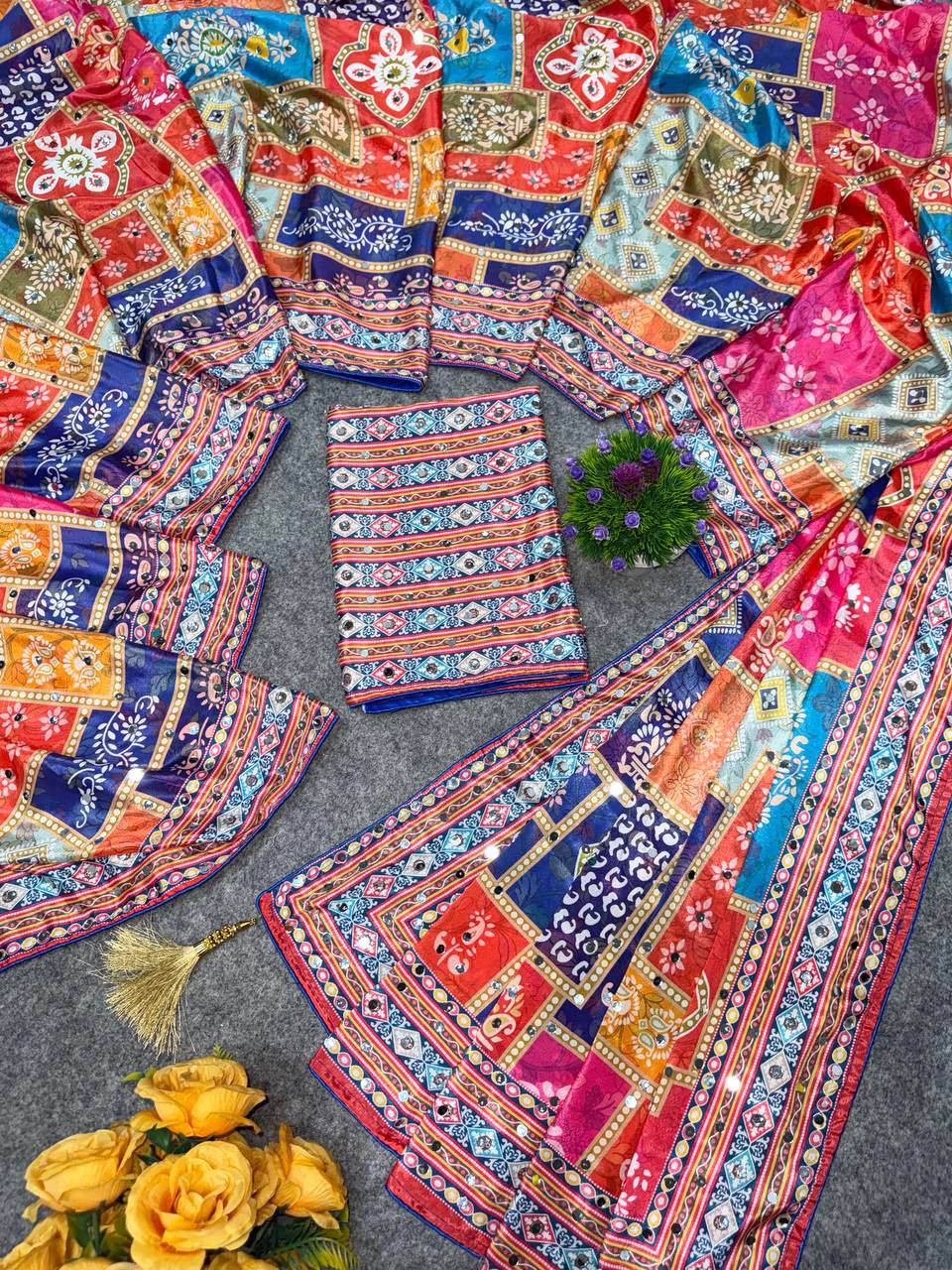 Chinon Silk Handworked Saree Collection - Elegant Designer Styles - Posyfish.in