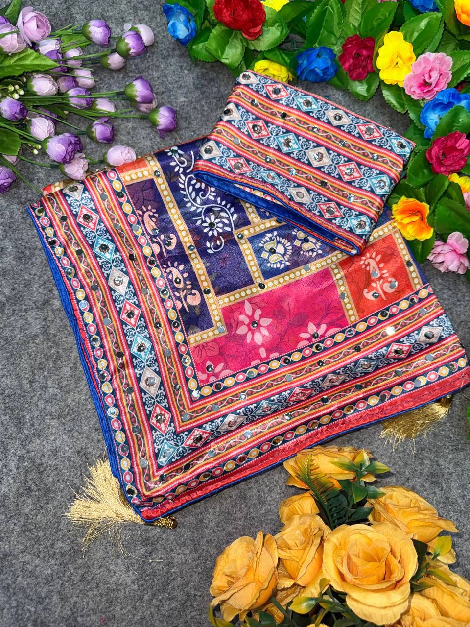 Chinon Silk Handworked Saree Collection - Elegant Designer Styles - Posyfish.in