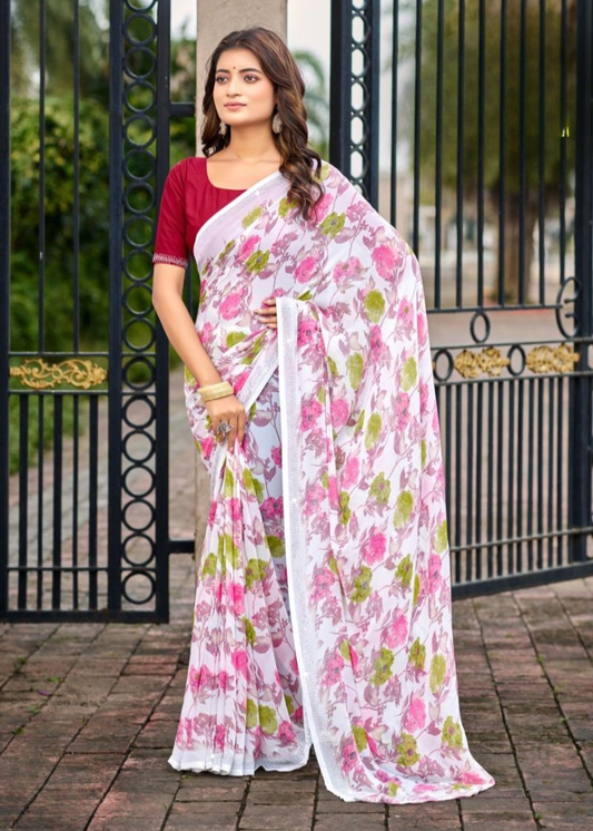 Premium Designer Fancy Georgette Printed Saree
