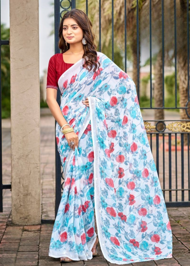 Premium Designer Fancy Georgette Printed Saree
