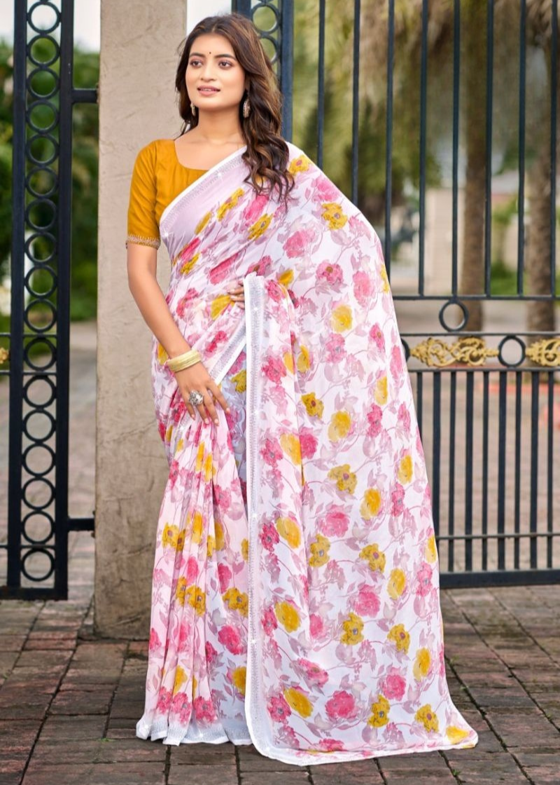Premium Designer Fancy Georgette Printed Saree