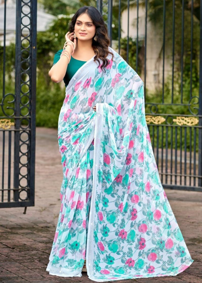 Premium Designer Fancy Georgette Printed Saree