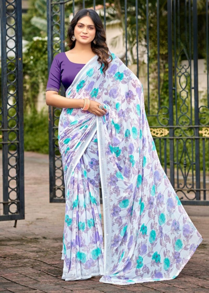 Premium Designer Fancy Georgette Printed Saree