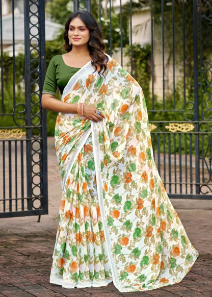 Premium Designer Fancy Georgette Printed Saree