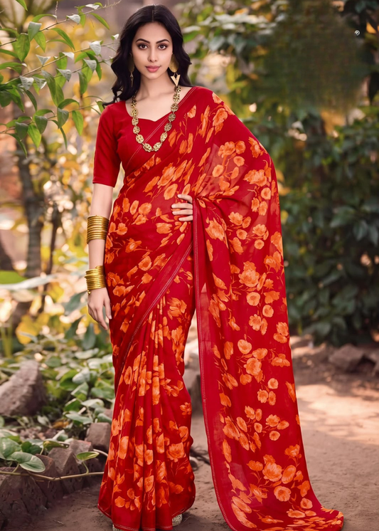 Premium Designer Printed Georgette Sarees