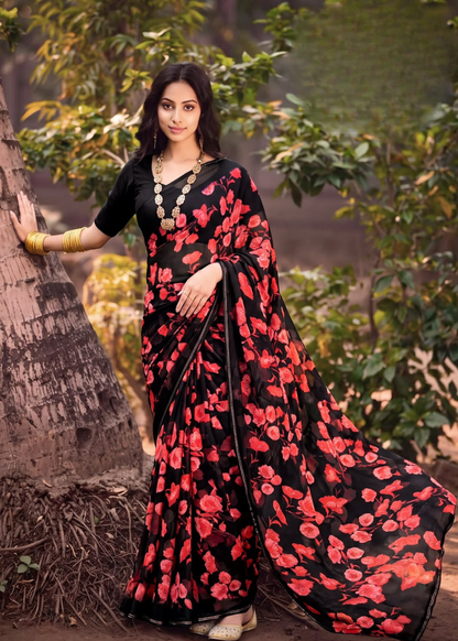 Premium Designer Printed Georgette Sarees