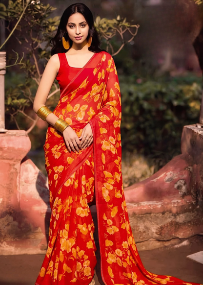 Premium Designer Printed Georgette Sarees