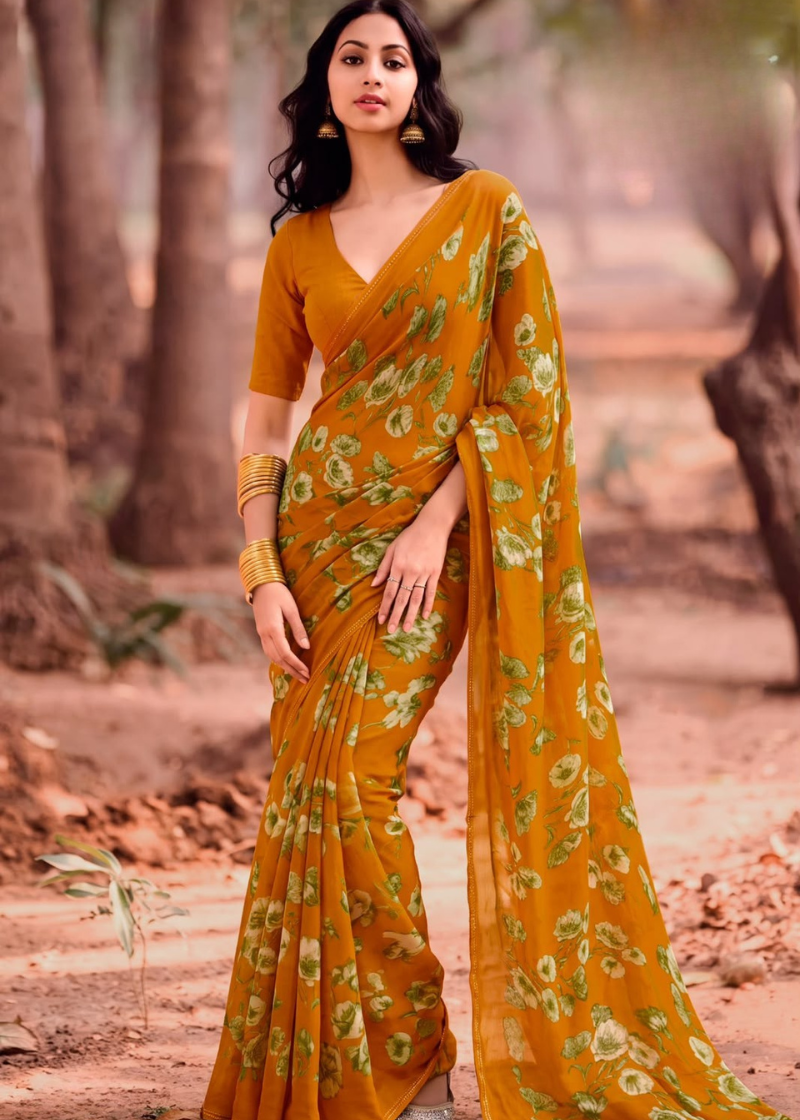 Premium Designer Printed Georgette Sarees