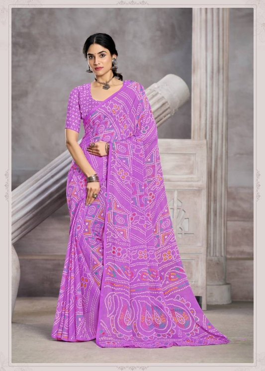 Classic Floral Chiffon Saree with Contemporary Elegance
