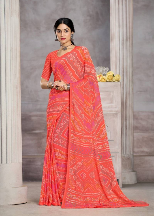 Classic Floral Chiffon Saree with Contemporary Elegance