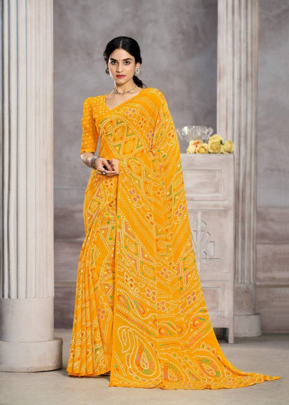 Classic Floral Chiffon Saree with Contemporary Elegance