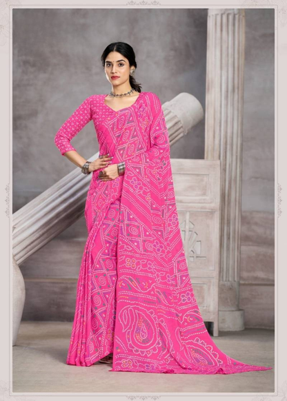Classic Floral Chiffon Saree with Contemporary Elegance