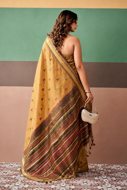 Elegant Printed Premium Cotton Saree with Running Blouse